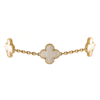 Van Cleef & Arpels Vintage Alhambra 5 Motifs Bracelet 18K Yellow Gold and Mother of Pearl