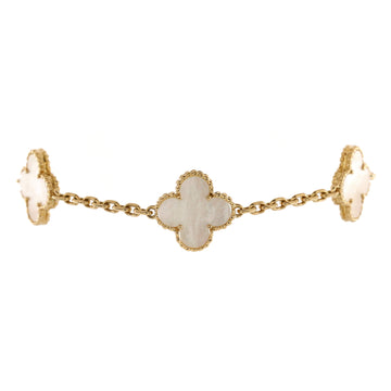 Van Cleef & Arpels Vintage Alhambra 5 Motifs Bracelet 18K Yellow Gold and Mother of Pearl