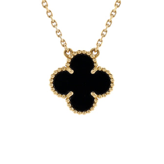 Van Cleef & Arpels Vintage Alhambra Pendant Necklace 18K Yellow Gold and Onyx