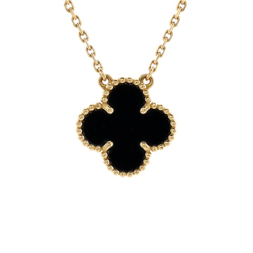 Van Cleef & Arpels Vintage Alhambra Pendant Necklace 18K Yellow Gold and Onyx