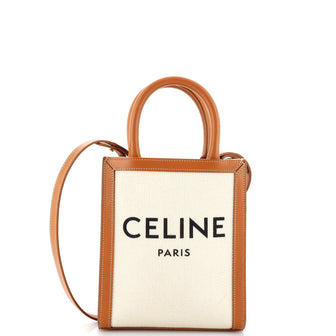 Celine Vertical Cabas Tote Canvas with Leather Mini