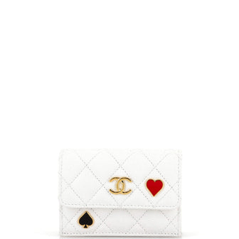 Chanel Coco Casino Trifold Flap Wallet Quilted Caviar Mini