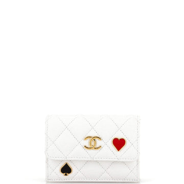 Chanel Coco Casino Trifold Flap Wallet Quilted Caviar Mini