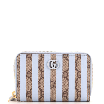Gucci GG Zip Around Key Case Striped GG Coated Canvas