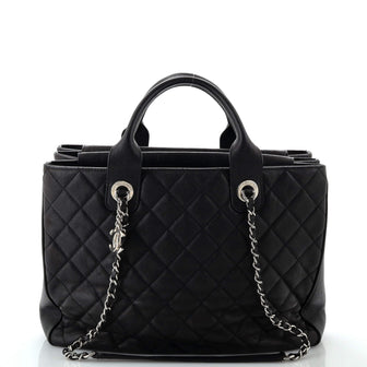 Chanel Urban Companion Top Handle Shopping Tote Quilted Caviar Large
