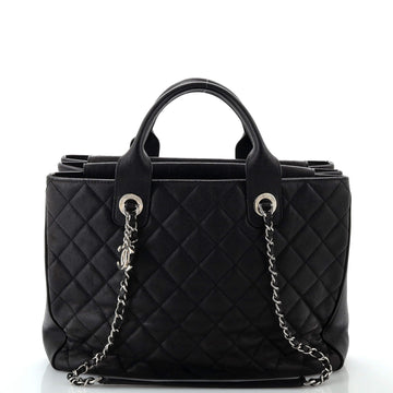 Chanel Urban Companion Top Handle Shopping Tote Quilted Caviar Large