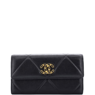 Chanel 19 Flap Wallet Quilted Lambskin Long