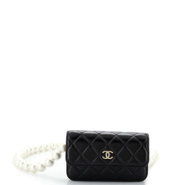 Chanel Pearl Strap Clutch with Chain Quilted Calfskin
