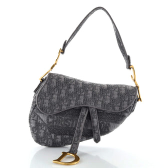 Christian Dior Saddle Handbag Oblique Denim Medium