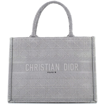 Christian Dior Book Tote Cannage Embroidered Canvas Medium