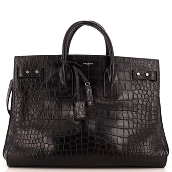 Saint Laurent Sac de Jour Souple Bag Crocodile Embossed Leather Large
