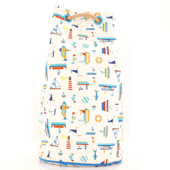 Hermes Petit Chalutier Duffle Bag Printed Canvas