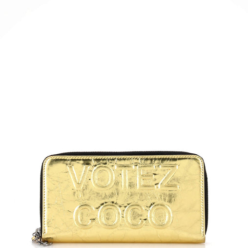 Chanel Votez Coco Zip Around Wallet Embossed Leather 267231