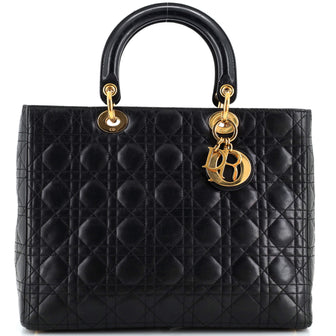 Christian Dior Vintage Lady Dior Bag Cannage Quilt Lambskin Large