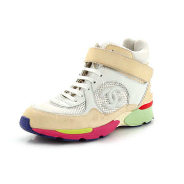 Chanel Women's CC Low-Top Sneakers Leather and Fabric with Suede