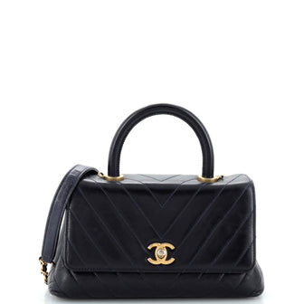 Chanel Coco Top Handle Bag Chevron Calfskin Mini