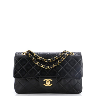 Chanel Vintage Classic Double Flap Bag Quilted Lambskin Small