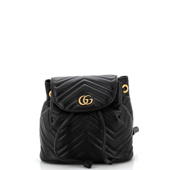 Gucci GG Marmont Drawstring Backpack Matelasse Leather Mini