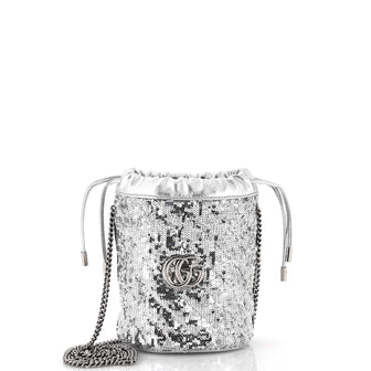 Gucci GG Marmont Bucket Bag Diagonal Quilted Sequins Mini