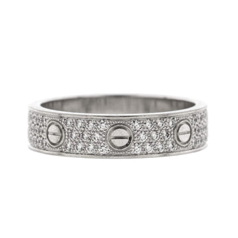 Cartier Love Wedding Band Pave Diamonds Ring 18K White Gold and Diamonds