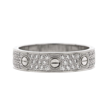 Cartier Love Wedding Band Pave Diamonds Ring 18K White Gold and Diamonds