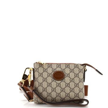 Gucci Interlocking G Patch Wristlet Messenger Bag GG Coated Canvas Mini