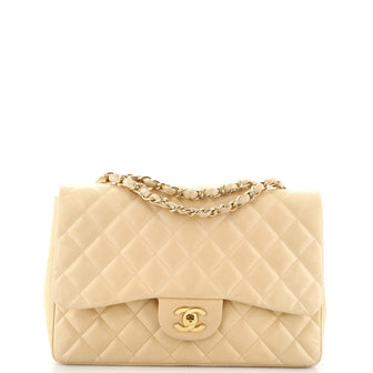 Chanel Vintage Classic Single Flap Bag Quilted Lambskin Jumbo