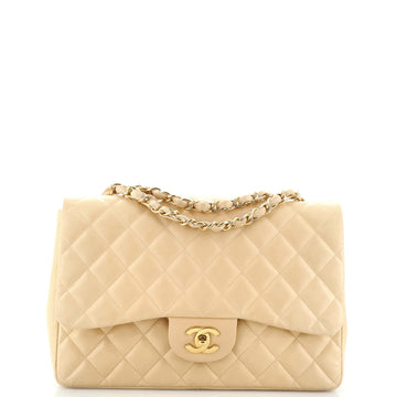 Chanel Vintage Classic Single Flap Bag Quilted Lambskin Jumbo