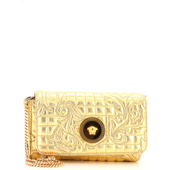 Versace Medusa Icon Chain Flap Bag Quilted Leather Mini