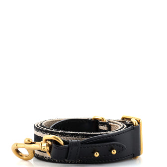 Christian Dior Logo Shoulder Strap Embroidered Canvas Thin