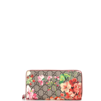 Gucci Zip Around Wallet Blooms Print GG Coated Canvas