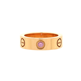 Cartier Love Band 1 Sapphire Ring 18K Rose Gold with Pink Sapphire