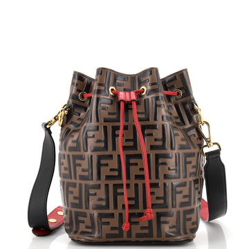 Fendi Mon Tresor Bucket Bag Zucca Embossed Leather Small