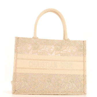 Christian Dior Book Tote Embroidered Lace Medium