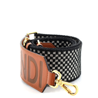 Fendi Logo Strap You Shoulder Strap Check Canvas and Leather