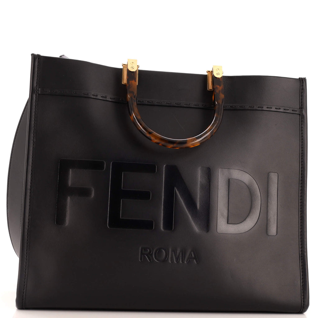 Fendi Sunshine Shopper Tote Leather Medium Black 2675941