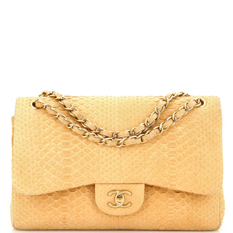 Chanel Classic Double Flap Bag Python Jumbo