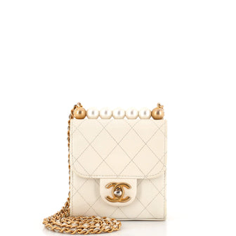 Chanel Chic Pearls Flap Clutch with Chain Quilted Goatskin Mini