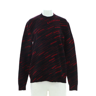 Balenciaga Women's All Over Logo Sweater Wool Blend