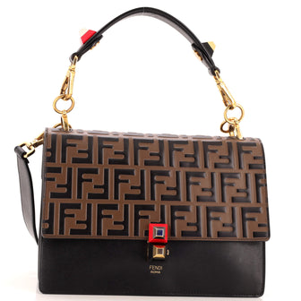 Fendi Kan I Bag Zucca Embossed Leather Medium