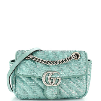Gucci GG Marmont Flap Bag Diagonal Quilted Sequins Mini