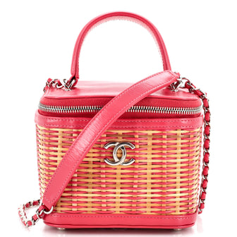 Chanel Take Away Vanity Case Rattan and Calfskin Small