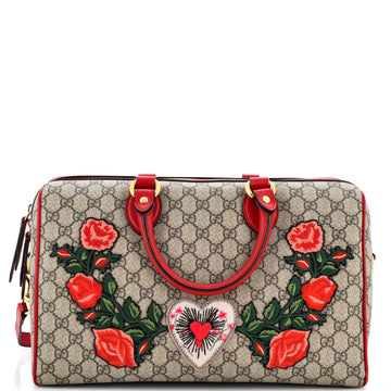 Gucci Convertible Boston Bag Embroidered GG Coated Canvas Medium