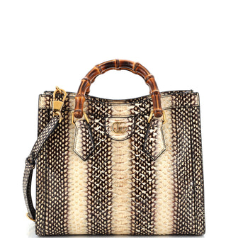 Gucci Diana NM Bamboo Handle Tote Python Small
