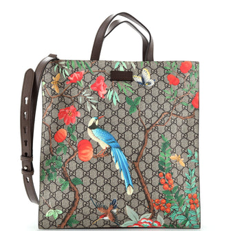 Gucci Convertible Soft Open Tote Tian Print GG Coated Canvas Tall