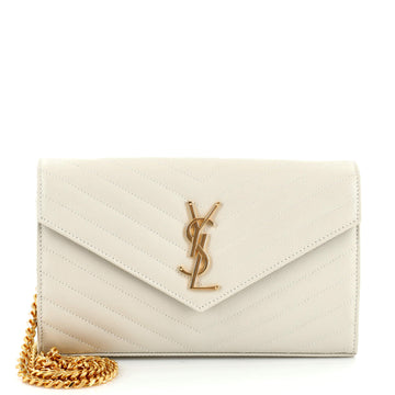 Saint Laurent Classic Monogram Wallet on Chain Matelasse Chevron Leather Medium