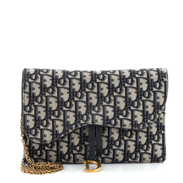 Christian Dior Saddle Chain Clutch Oblique Canvas