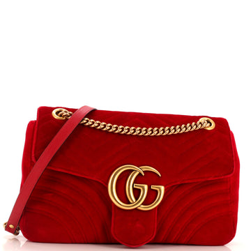 Gucci GG Marmont Flap Bag Matelasse Velvet Medium