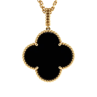 Van Cleef & Arpels Magic Alhambra Pendant Necklace 18K Yellow Gold and Onyx