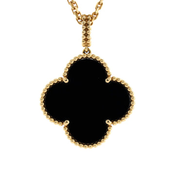 Van Cleef & Arpels Magic Alhambra Pendant Necklace 18K Yellow Gold and Onyx